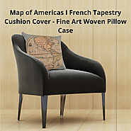 Map of Americas I French Tapestry Cushion Cover - 14x14 inch Woven Throw Cushion Cover