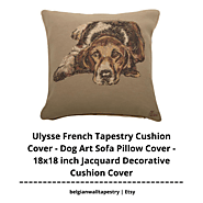Ulysse French Tapestry Cushion Cover - Dog Art Throw Pillow Cover - 18x18 inch Jacquard Cushion Cover