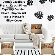 Damas Cavaliers French Couch Pillow Tapestry Cushion Cover - Bayeux Art 18x18 inch Sofa Pillow Cover
