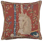 The Unicorn I Tapestry Cover | Decorative Goblin Cushion Cover | 14x14 inch Sofa Pillow Cover | Square Medieval Pillo...