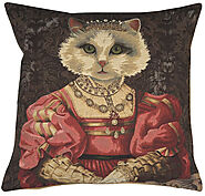 Cat With Crown A Tapestry Cover | Belgian Decor Pillow