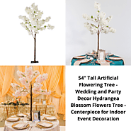 54" Tall Artificial Flowering Tree Centerpiece - Wedding Decor Hydrangea Blossom Flowers Tree