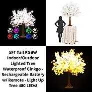 5FT Tall RGBW - Lighted Tree Waterproof Ginkgo - Indoor/Outdoor Lighted Tree Lamp - Light Up Tree 480 LEDs