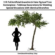 11ft Tall Artificial Grand Arch Fake Fig Leaf Tree Centerpiece - Tabletop Decoration for Special Occasions