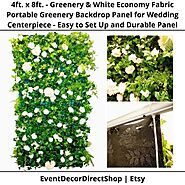 4ft. x 8ft. - Greenery & White Economy Fabric Portable Greenery Backdrop Panel - Easy to Set Up and Durable Panel