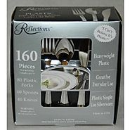 160 Pieces Reflections Heavyweight Plastic Silverware - Forks, Spoons, Knives