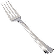 Silver Visions 7" Heavy Weight Silver Plastic Fork - 50 / Pack