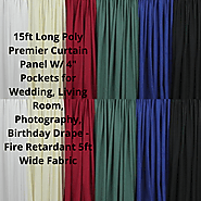 15ft Long Poly Premier Curtain Panel W/ 4" Pockets for Wedding Drape - Fire Retardant 5ft Wide Fabric