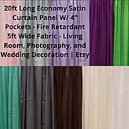 20ft Long Economy Satin Curtain Panel W/ 4" Pockets - Colorful Curtains for Wedding Backdrop