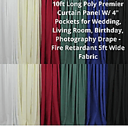 10ft Long Poly Premier Curtain Panel W/ 4" Pockets for Wedding - Colorful Curtains for Backdrop