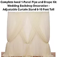 Complete Iwed 1-Panel Pipe and Drape Kit - 6-10 Feet Tall Adjustable Curtain Stand for Wedding Backdrop Support