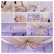 6 - Panel Starburst Ceiling Draping Kit - Lightweight Designer Fabric Tents - White and Ivory Arch Ceiling Decoration