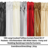 10ft Long Crushed Taffeta Curtain Panel W/ 4" Pockets - Party and Wedding Backdrops Colorful Curtains | Etsy