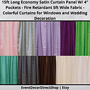 15ft Long Economy Satin Curtain Panel W/ 4" Pockets - Colorful Curtains for Windows and Wedding Decoration