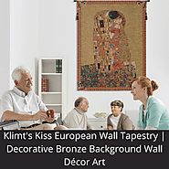 Gustav Klimt's Kiss Bronze Background European Wall Tapestry | Etsy