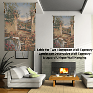 Table for Two I European Wall Tapestry - Landscape Decorative Woven Wall Hanging | Etsy