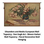 Oleanders and Books European Wall Tapestry - Van Gogh Art Floral Decorative Wall Hanging