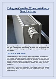 Things to Consider When Installing a New Radiator