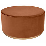 Ames Round Ottoman - Caramel Velvet