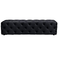 Blair Tufted Bench Ottoman - Black Velvet