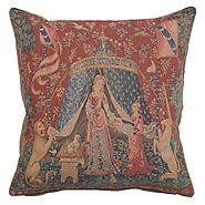 A Mon Seoul Decor III Pillow Cover | Lady and the Unicorn Cushion Cover | 14x14 inch Art Pillow Cover | French Tapest...