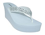 New Womens Soda Tyra-S Sequence Wedge Sandals Flip Flops White