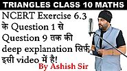 NCERT Exercise 6.3 (Q1 to Q9) Chapter 6 Triangles Class 10 Maths