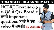 NCERT Exercise 6.5 (Q8 to Q17) Chapter 6 Triangles Class 10 Maths