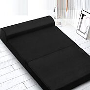Giselle Bedding Folding Foam Mattress Portable Double Sofa Bed Mat Air Mesh Fabric Black