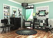 DK Leigh Crib Nursery Bedding Set, Turquoise/Black/White, 10 Piece