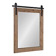 Kate And Laurel Cates Rustic Wall Mirror, 22″ x 30″ x .75″ Rustic Brown, Farmhouse Barn Door-Inspired Wall Decor