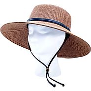Sloggers 442DB01 Women's Wide Brim Braided Sun Hat with Wind Lanyard - Dark Brown - Rated UPF 50+ Maximum Sun Protection
