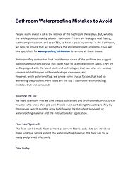 Bathroom Waterproofing Mistakes to Avoid by Andrew Clark