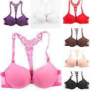 HQ Sexy Women Front Closure Lace Racer Back Racerback Push Up Bra Smooth Bra 32 36B-in Bras from Women's Clothing & A...