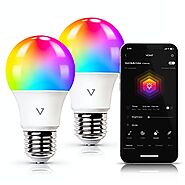 Smart Light Bulbs [2 Pack], WiFi & Bluetooth 5.0, Compatible w/ Alexa & Google Without Hub, Dimmable, Music Sync, Sch...