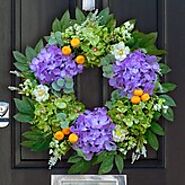 Amazon.com - Spring Summer Wreaths for Front Door Outside, 20-22'' Easter Hydrangea Door Wreath, Artificial Wreaths f...