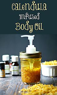 Calendula Infused Bath & Body Oil (Free Printable Labels) - My Life Cookbook