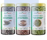 Jeeva Organic 100% Natural Seeds, Combo (Pack of 3 x 250 g each) Chia Seeds, Flaxseeds, Pumpkin Seeds