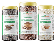 Jeeva Organic 100% Natural Seeds, Combo (Pack of 3 x 250 g each) Chia Seeds, Flaxseeds, Sesame Seeds