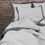 Compliment your bedroom with this French color Border Washed Linen Duvet Cover – Linenshed UK