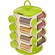 Buy Amazon Brand - Solimo Revolving Plastic Spice Rack set (16 pieces,Silver) Online at Low Prices in India - Amazon.in