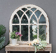 Large Decorative Arched Window Pane Wall Mirrors In A Distressed Finish – Vintage Styles You’ll LOVE