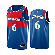 Men's Washington Wizards #6 Kristaps Porzingis Royal 2021-22 Diamond City Edition Jersey