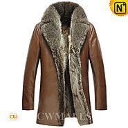 Mens Brown Fur Coat CW857368 - cwmalls.com