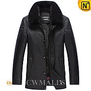 Mink Fur Lined Leather Coat CW857332 - cwmalls.com