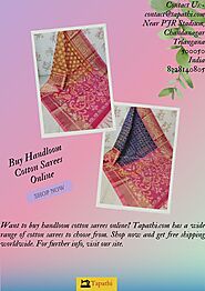 Buy Handloom Cotton Sarees Online | Tapathi.com
