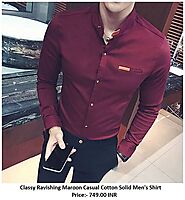 Classy Ravishing Maroon Casual Cotton Solid Men's Shirt