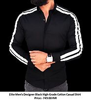 Elite Men's Designer Black High-Grade Cotton Casual Shirt