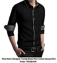 Trybuy Trending Stylish Black Slim-Fit New Casual Cotton Shirt for Men