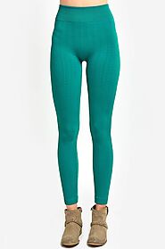 Solid Color 5 Inch High Waisted Fleece Lined Knit Leggings